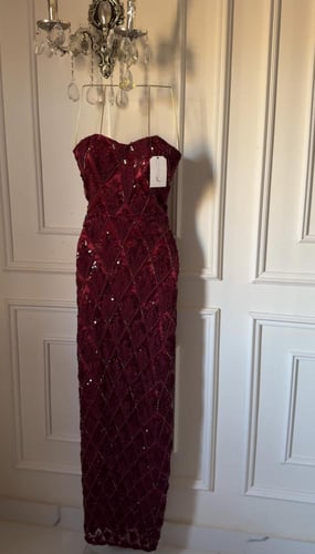 فستان أميره عنابي باكمام