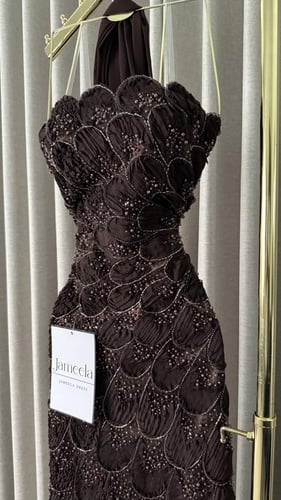 فستان ريمان - بني