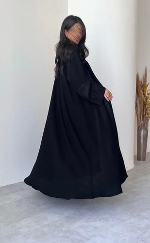 عبايه اسود |قماش كوري فاخر|مع طرحه |الاكمام جاكار...