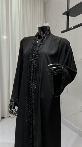 Black embroidered abaya