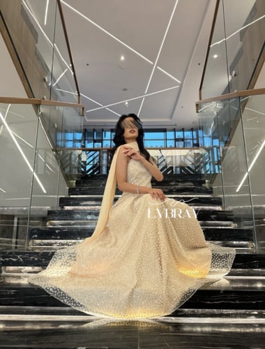 فستان سهره بيج طويل