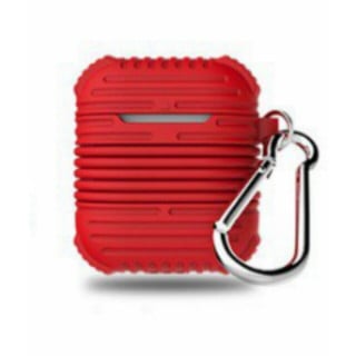 حافظة سماعة أبل الاسلكية AirPods سيليكون اللون احم...