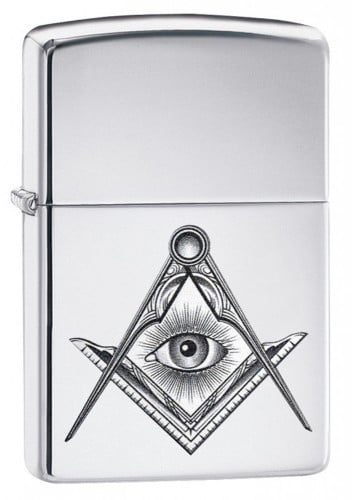 ولاعة زيبو مسانيك كومبس اند سكوير - كروم بلمعة عال...