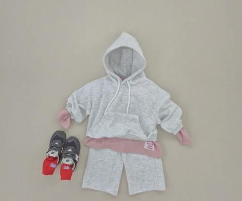 COTTON HOODED SET - WHITE MELANGE