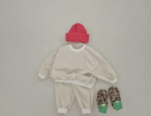 STRIPED COTTON SET - BEIGE