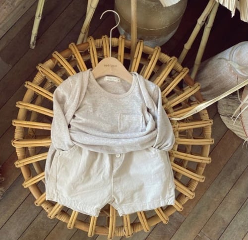 LINEN CARDIGAN SET WITH SHORTS- BEIGE