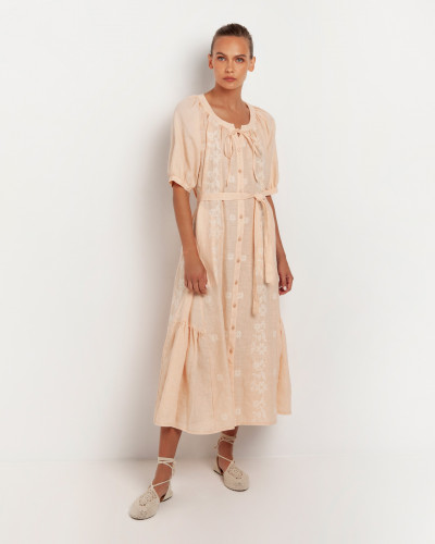 BUTTONED DRESS W/FLOWERS