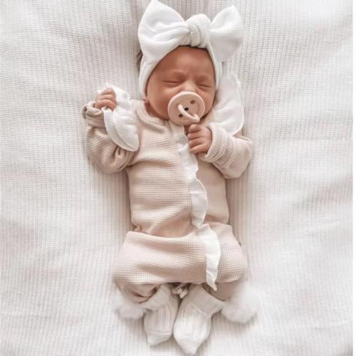 طقم رومبير قطنية للمواليد مع ربطة رأس