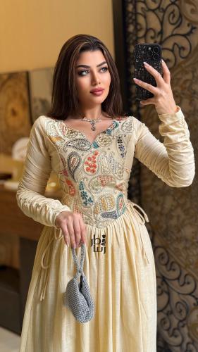 جلابية مطرز ربيانة جوانب ربط