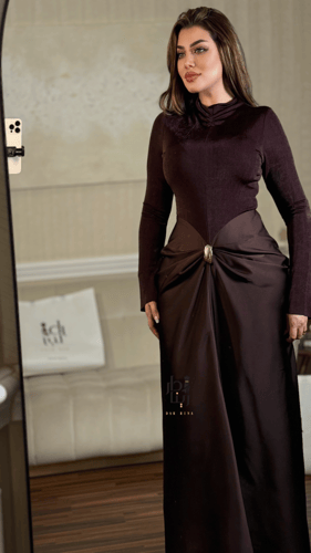 فستان طويل كم استرتش