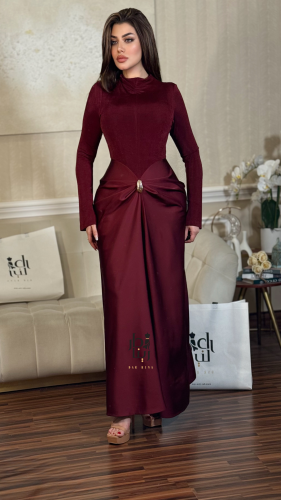 فستان طويل كم استرتش