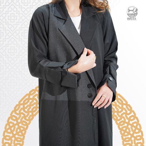 عباية بلايزر اسود رسمي بنوعين من القماش