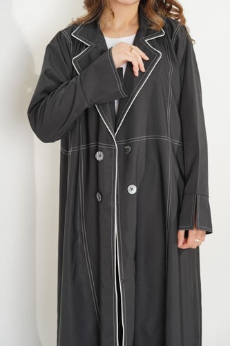 عبايه بلايزر رسمية بخطوط بيضاء