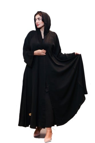 عبايه عملية نص كلوش بازارير مغلقة و خطوط سوداء