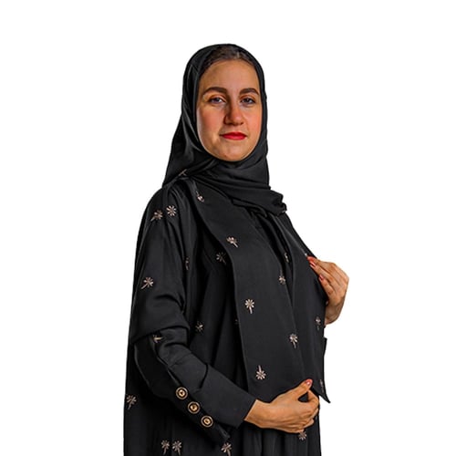 عباية سوداء مطرزة باللون الذهبي, قماش جاكرا ومخمل