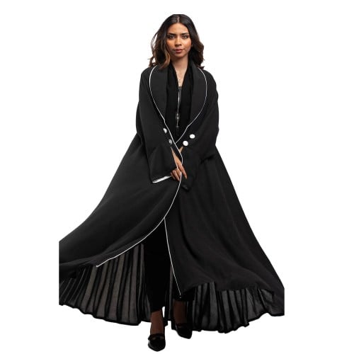 عباية سوداء بكسرات من الخلف