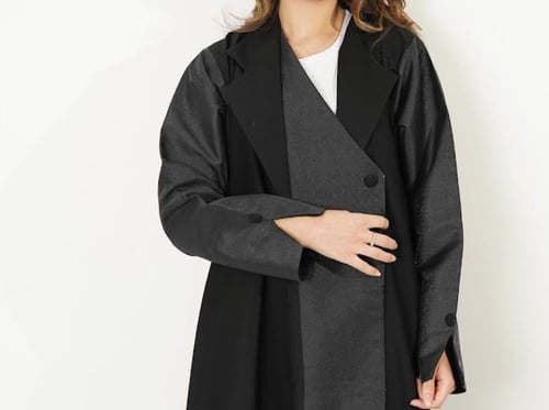 عباية بلايزر اسود رسمي بنوعين من القماش