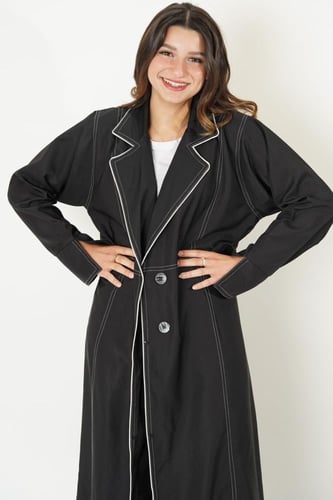 عبايه بلايزر رسمية بخطوط بيضاء