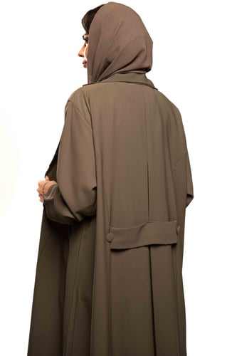 عباية كاجوال رسمية باللون الكاكي الغامق, قماش ابشر