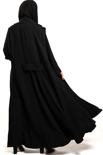 عباية كاجوال رسمية باللون الأسود, قماش ابشر