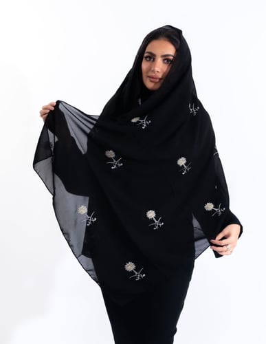 طرحة سوداء سيفين و نخلة