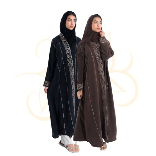 عباية صيفية كلوش بتطريز مموج قماش حرير شموا