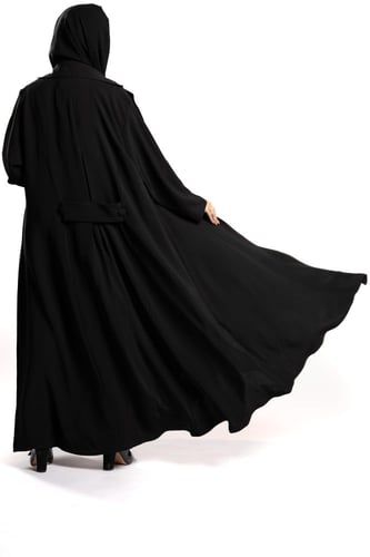 عباية كاجوال رسمية باللون الأسود, قماش ابشر