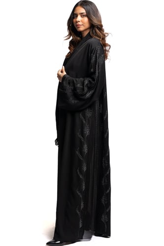 عباية سهرة لف مطرزة شيفون على الاطراف و على الاكما...