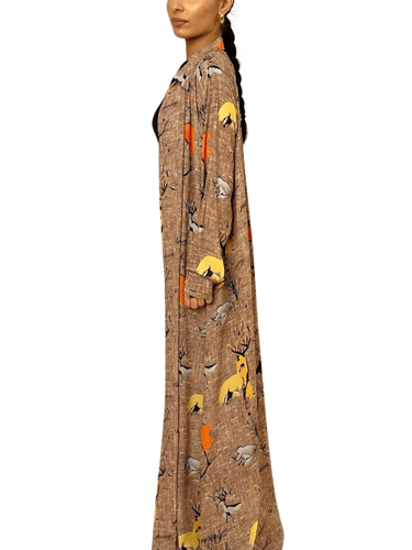 عباية قميص بيج منقطة مع طرحة