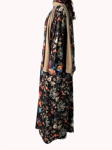 عباية كريب لف نمط الفراشات