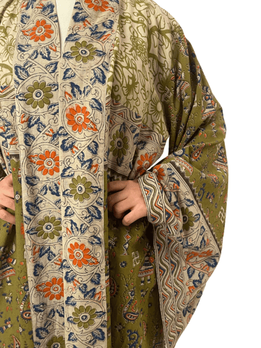 عباية قماش مطبوع أخضر