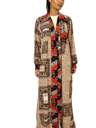 عباية قميص ملونة من الكريب كولاج