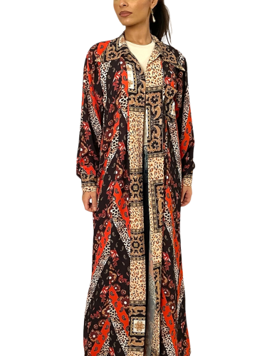 عباية قميص طويل ملونة مع طرحة