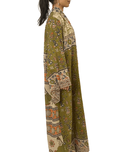 عباية قماش مطبوع أخضر