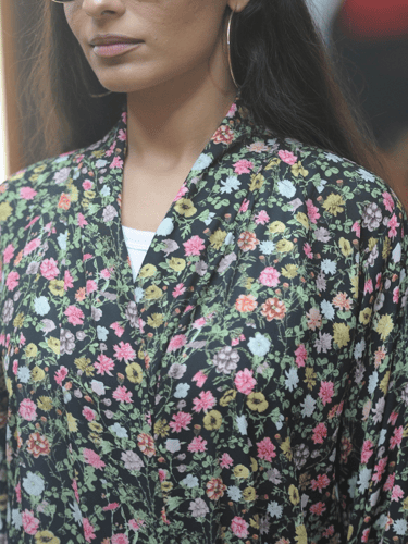 عباية كريب تركي نمط الزهور