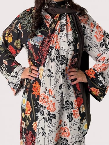 عباية لف ملونة كولاج من الكريب