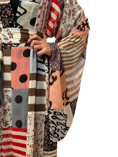 كيمونو شيفون كولاج مع حزام