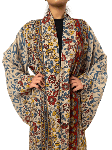 عباية من القماش الهندي بأكمام واسعة