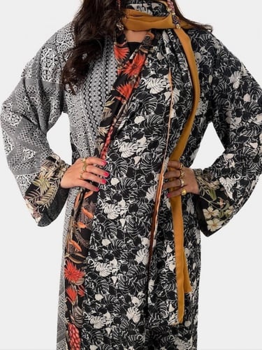 عباية لف أبيض وأسود