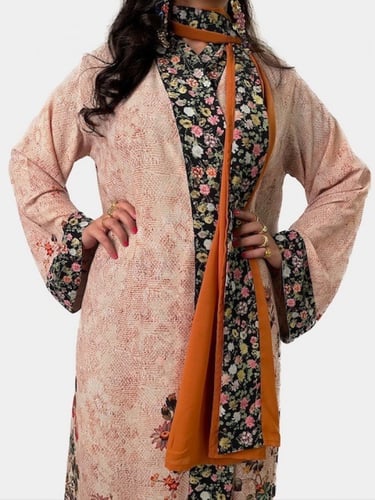 عباية لف ملونة بنمط الورود