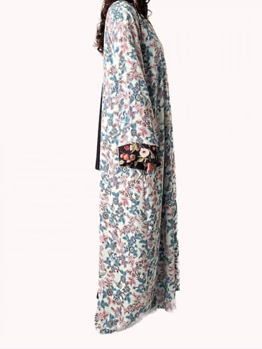 عباية من الكريب التركي كولاج قماشي