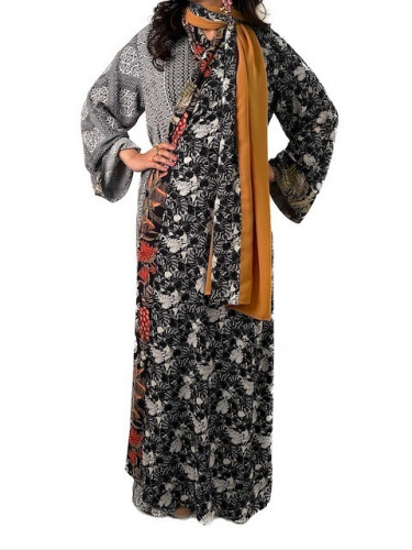 عباية لف أبيض وأسود