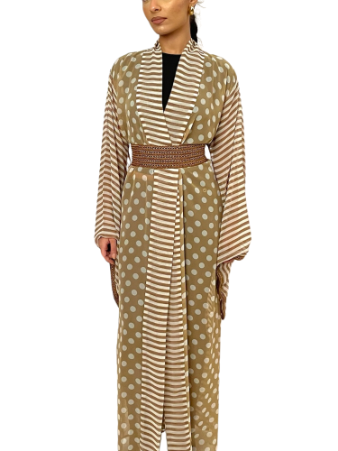 كيمونو شيفون منقط مع حزام