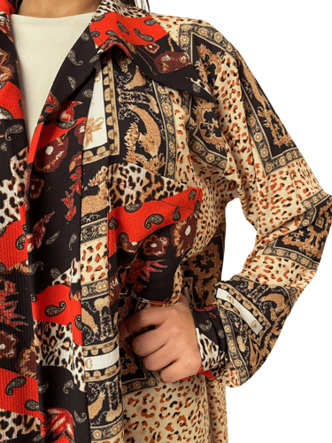 عباية قميص ملونة من الكريب كولاج