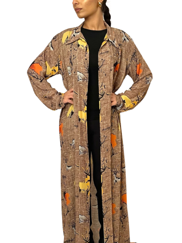 عباية قميص بيج منقطة مع طرحة