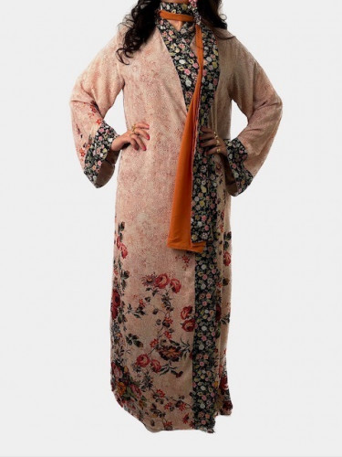 عباية لف ملونة بنمط الورود