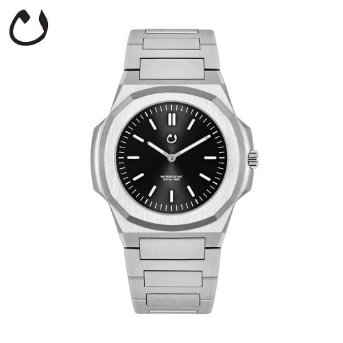 ساعة نون - مونتري فضي خلفية سوداء