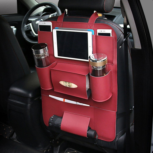 منظم للمقعد الخلفي - جلد أحمر