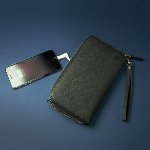 محفظة جلدية بشاحن