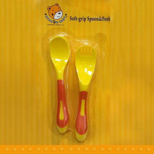 سينكون بيبي - ملعقة وشوكة ناعمة الإمساك
